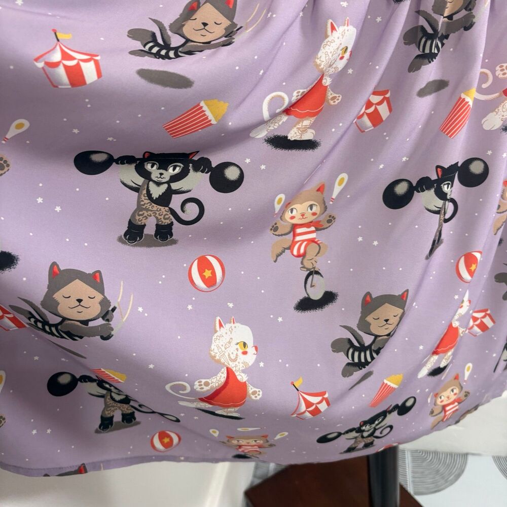 Sourpuss Circus Cats June Swing Dress Sz XL Purple - Picture 4 of 7